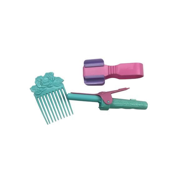 Cabbage Patch 90s Comb Curling Iron Crimper Hair Accessories Tools Pink Green - Picture 1 of 5